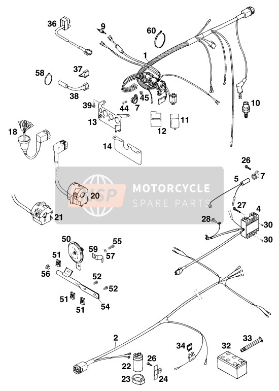 KTM 620 EGS WP Europe 1996 Wiring Harness for a 1996 KTM 620 EGS WP Europe