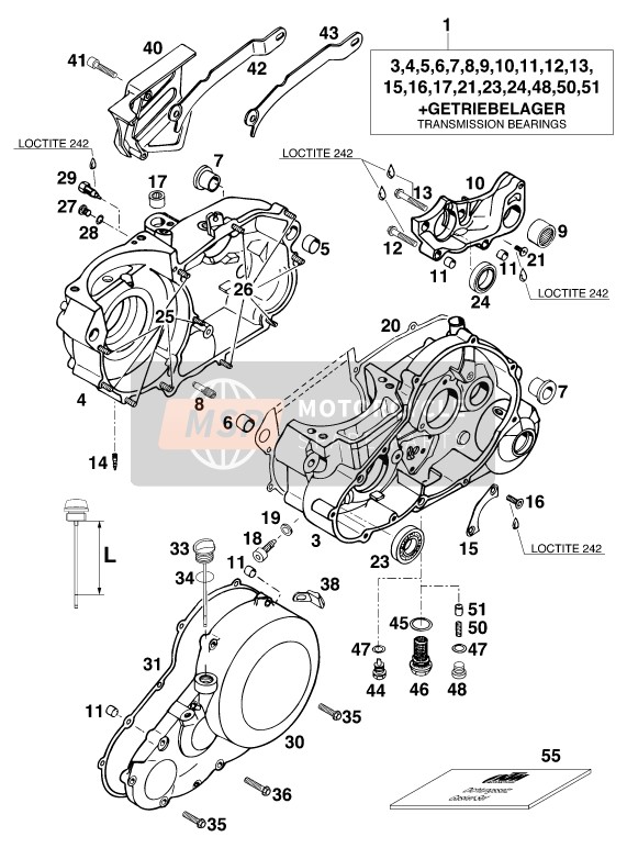 KTM 620 EGS WP 20KW Australia 1996 Caja del motor para un 1996 KTM 620 EGS WP 20KW Australia