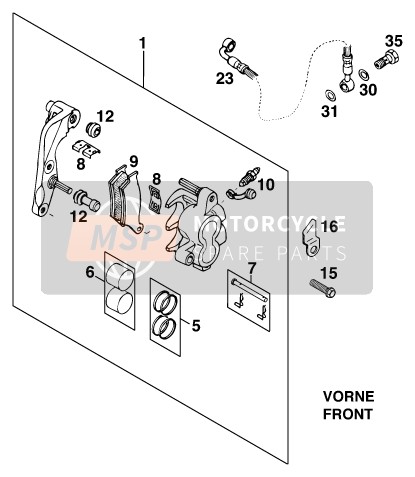 KTM 620 EGS WP 20KW Australia 1996 Front Brake Caliper for a 1996 KTM 620 EGS WP 20KW Australia