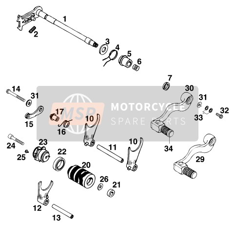 KTM 620 EGS WP 20KW Australia 1996 Shifting Mechanism for a 1996 KTM 620 EGS WP 20KW Australia