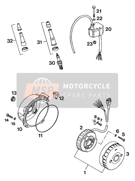 KTM 620 EGS WP 37KW 20LT Europe 1994 Sistema de encendido para un 1994 KTM 620 EGS WP 37KW 20LT Europe