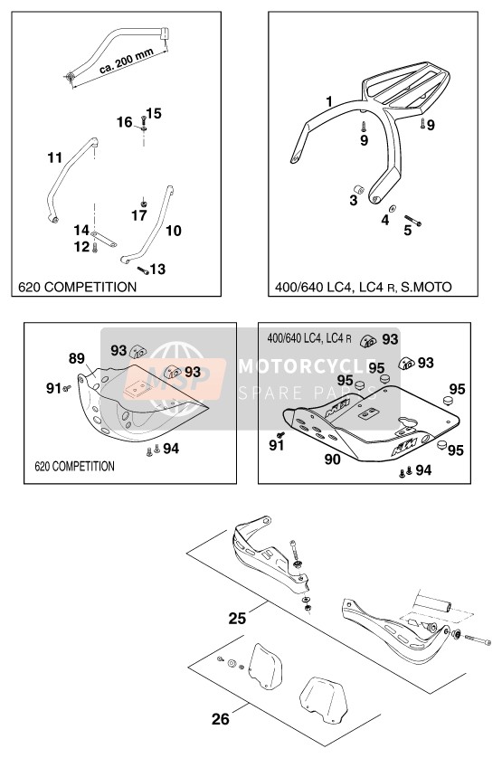 KTM 620 LC-4 SUPER-MOTO Europe 1999 Accessories for a 1999 KTM 620 LC-4 SUPER-MOTO Europe