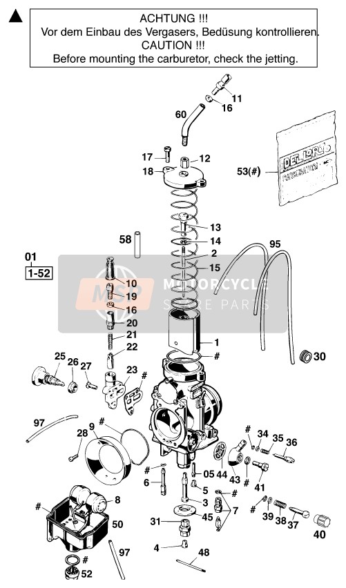 KTM 620 LC-4 SUPER-MOTO Europe 1999 Carburettor for a 1999 KTM 620 LC-4 SUPER-MOTO Europe