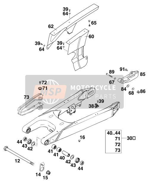 KTM 620 LC-4 SUPER-MOTO Europe 1999 Bras oscillant pour un 1999 KTM 620 LC-4 SUPER-MOTO Europe