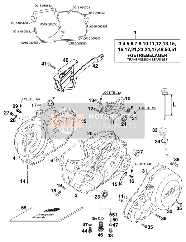 KTM 620 LC4 RALLYE Europe 1997 Caja del motor para un 1997 KTM 620 LC4 RALLYE Europe