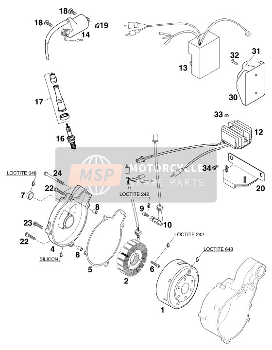 KTM 620 LSE 11LT BLAU Europe 1997 Ignition System for a 1997 KTM 620 LSE 11LT BLAU Europe