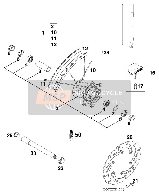 KTM 620 SC Europe 2000 Ruota anteriore per un 2000 KTM 620 SC Europe