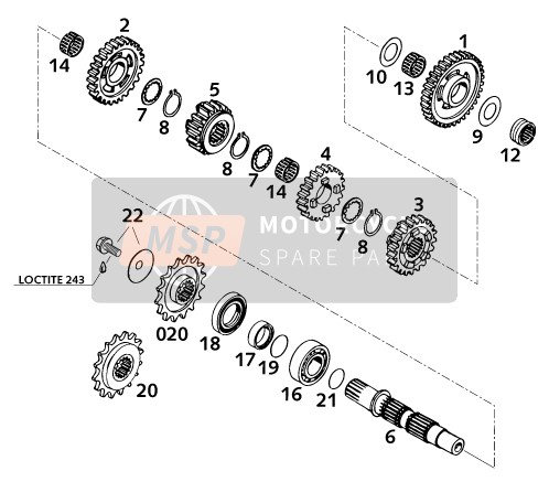 KTM 620 SC Australia 2000 Transmission II - Counter Shaft for a 2000 KTM 620 SC Australia