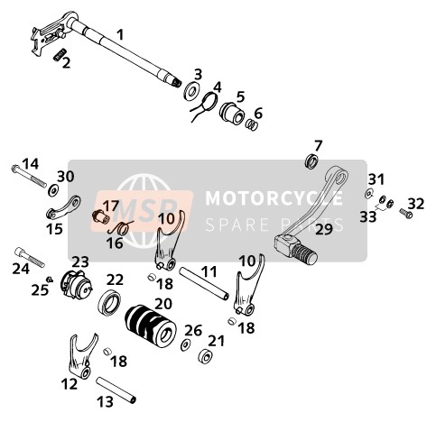 KTM 620 SC SUPER-MOTO Europe 2000 Shifting Mechanism for a 2000 KTM 620 SC SUPER-MOTO Europe
