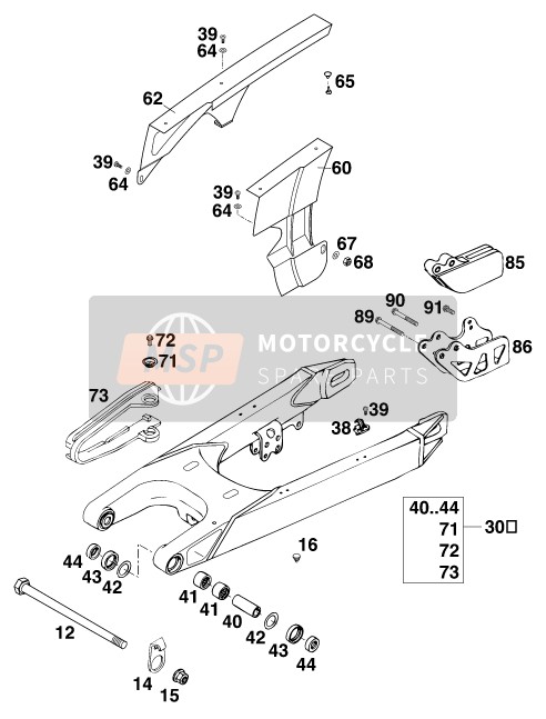 KTM 620 SC SUPER-MOTO Europe 2000 Brazo oscilante para un 2000 KTM 620 SC SUPER-MOTO Europe