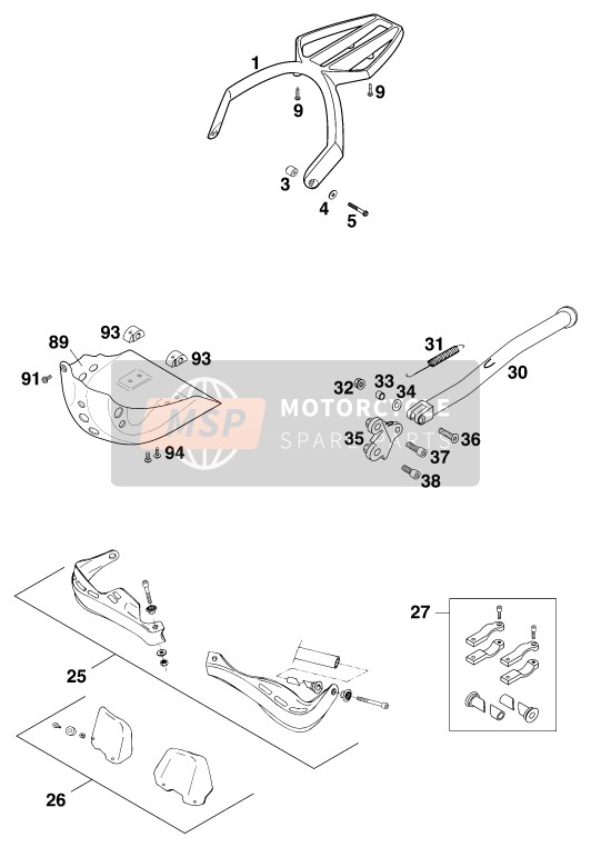 KTM 620 SUP-COMP 20kW Europe 1999 Accessoires pour un 1999 KTM 620 SUP-COMP 20kW Europe