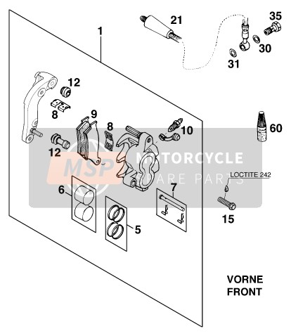 KTM 620 SUP-COMP 20kW Europe 1999 Front Brake Caliper for a 1999 KTM 620 SUP-COMP 20kW Europe