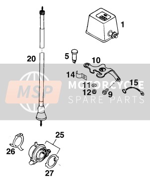 KTM 620 SUP-COMP WP 20KW Europe 1996 Instrumentos / Sistema de bloqueo para un 1996 KTM 620 SUP-COMP WP 20KW Europe