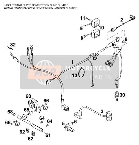 KTM 620 SUP-COMP WP 20KW Europe 1996 Wiring Harness for a 1996 KTM 620 SUP-COMP WP 20KW Europe
