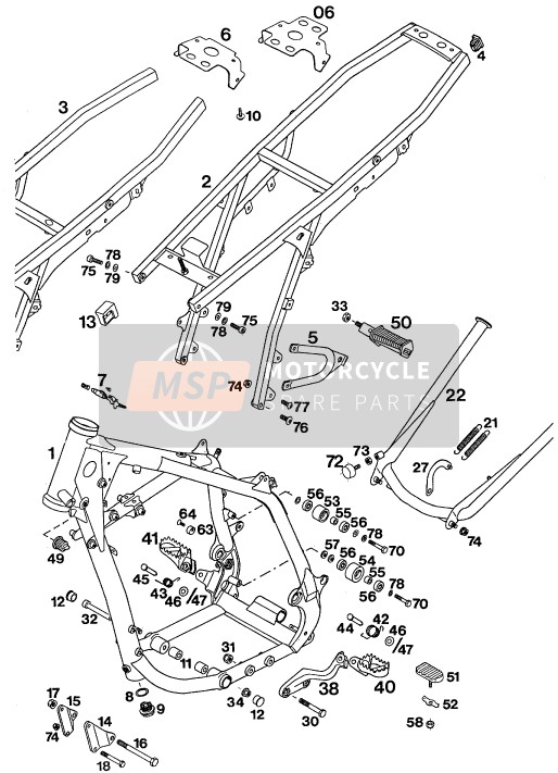 KTM 620 SUPER-COMP WP/ 19kW Europe 1994 Frame for a 1994 KTM 620 SUPER-COMP WP/ 19kW Europe