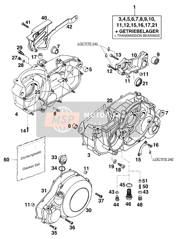 KTM 620 SUPER-COMP WP/ 19kW France 1995 Engine Case for a 1995 KTM 620 SUPER-COMP WP/ 19kW France