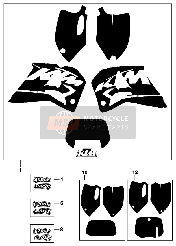 KTM 620 SUPER-MOTO COMP. 20 KW Europe 1998 Decal for a 1998 KTM 620 SUPER-MOTO COMP. 20 KW Europe