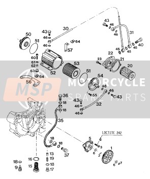 KTM 620 SX WP Europe 1994 Sistema de lubricación para un 1994 KTM 620 SX WP Europe