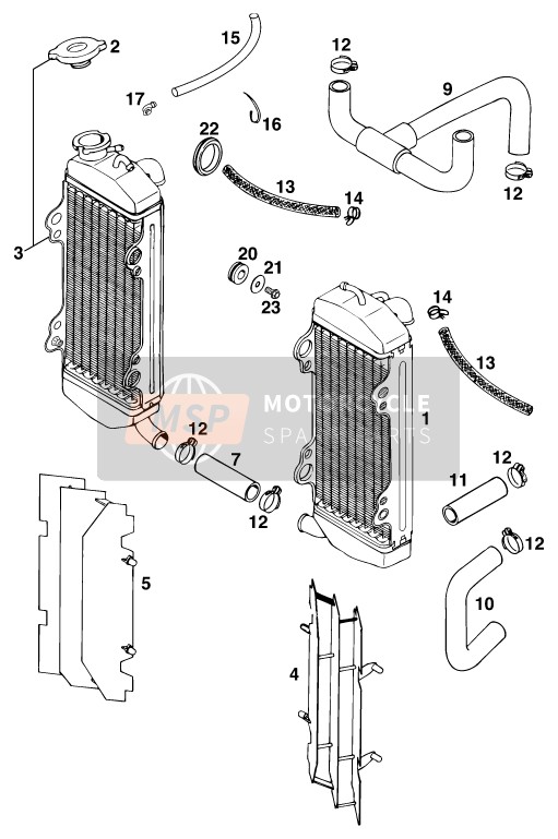 KTM 620 SXC WP Europe 1997 Cooling System for a 1997 KTM 620 SXC WP Europe