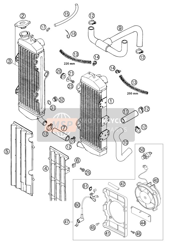 KTM 625 SC Europe 2002 Cooling System for a 2002 KTM 625 SC Europe