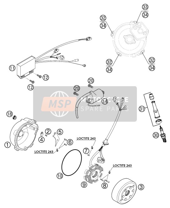 KTM 625 SC Europe 2002 ZÜNDANLAGE für ein 2002 KTM 625 SC Europe