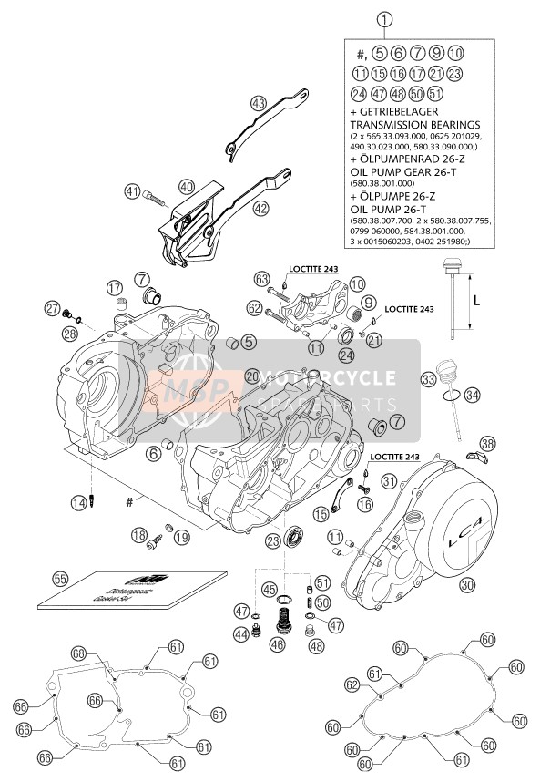 KTM 625 SC SUPER-MOTO Europe 2002 Engine Case for a 2002 KTM 625 SC SUPER-MOTO Europe