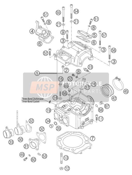 KTM 625 SMC AU, GB 2004 Cylinder Head for a 2004 KTM 625 SMC AU, GB