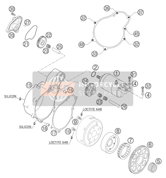 KTM 625 SMC Europe 2004 Démarreur électrique pour un 2004 KTM 625 SMC Europe