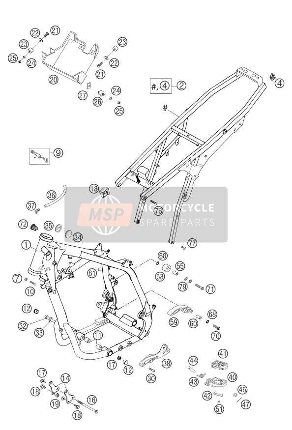 58403038100, Footrest Bracket Left Alu 05, KTM, 0