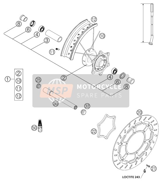 KTM 625 SMC AU, GB 2004 Front Wheel for a 2004 KTM 625 SMC AU, GB