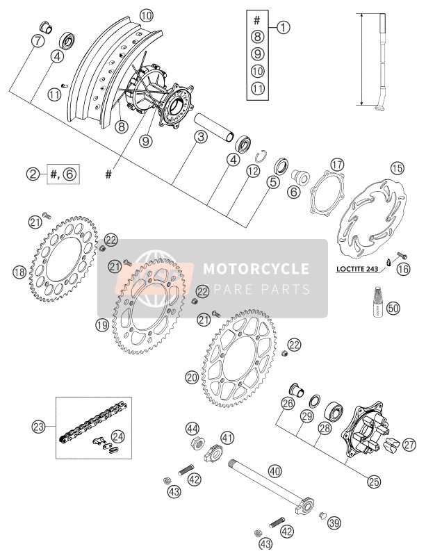 58310171201, Speiche M5X201-16G 17", KTM, 1