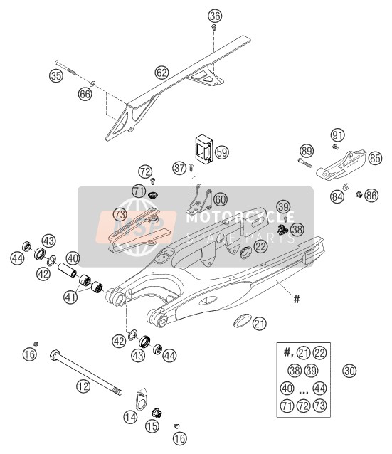 KTM 625 SMC AU, GB 2004 Swing Arm for a 2004 KTM 625 SMC AU, GB