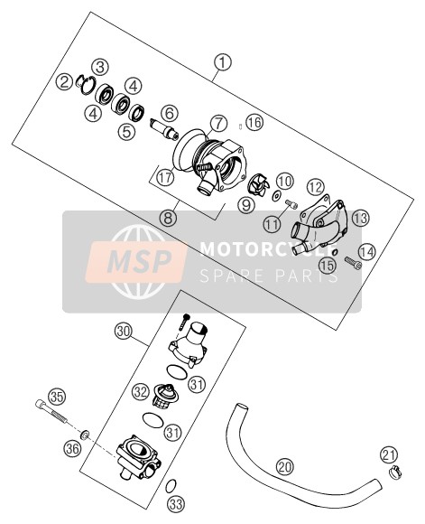 KTM 625 SMC Europe 2004 Pompe à eau pour un 2004 KTM 625 SMC Europe