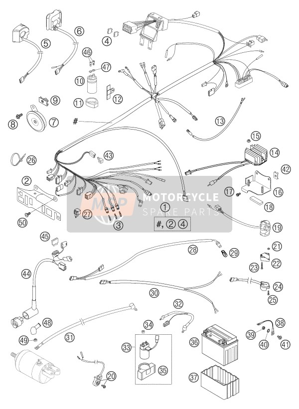 KTM 625 SMC Europe 2004 Wiring Harness for a 2004 KTM 625 SMC Europe