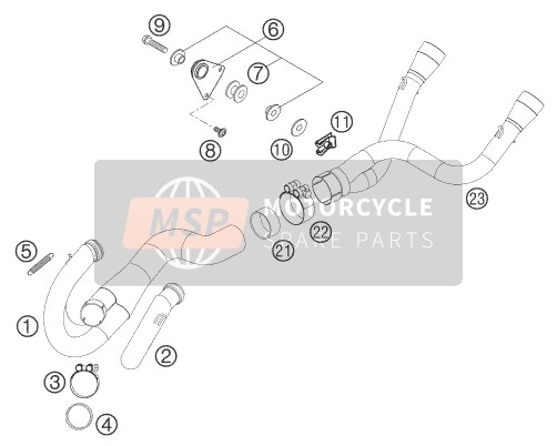 KTM 625 SMC AU, GB 2005 Impianto di scarico per un 2005 KTM 625 SMC AU, GB