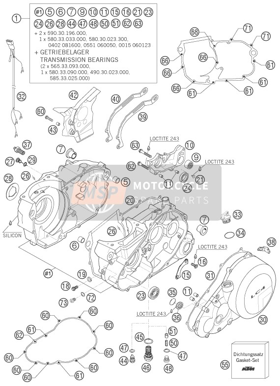 KTM 625 SMC AU, GB 2006 Engine Case for a 2006 KTM 625 SMC AU, GB