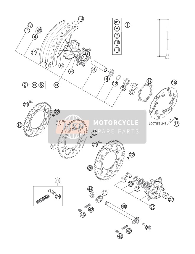 KTM 625 SMC USA 2006 Rear Wheel for a 2006 KTM 625 SMC USA