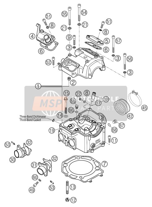 KTM 625 SXC Europe 2003 Cylinder Head for a 2003 KTM 625 SXC Europe