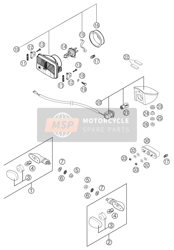 KTM 625 SXC Europe 2003 Système d'éclairage pour un 2003 KTM 625 SXC Europe