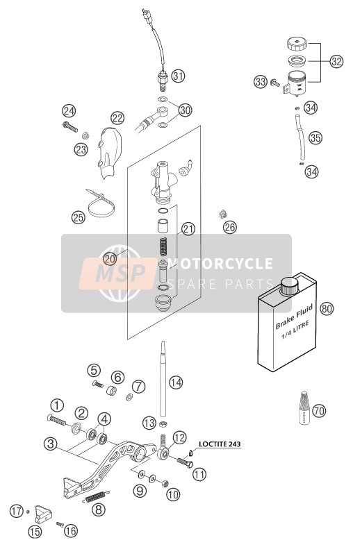 KTM 625 SXC Europe 2003 Rear Brake Control for a 2003 KTM 625 SXC Europe