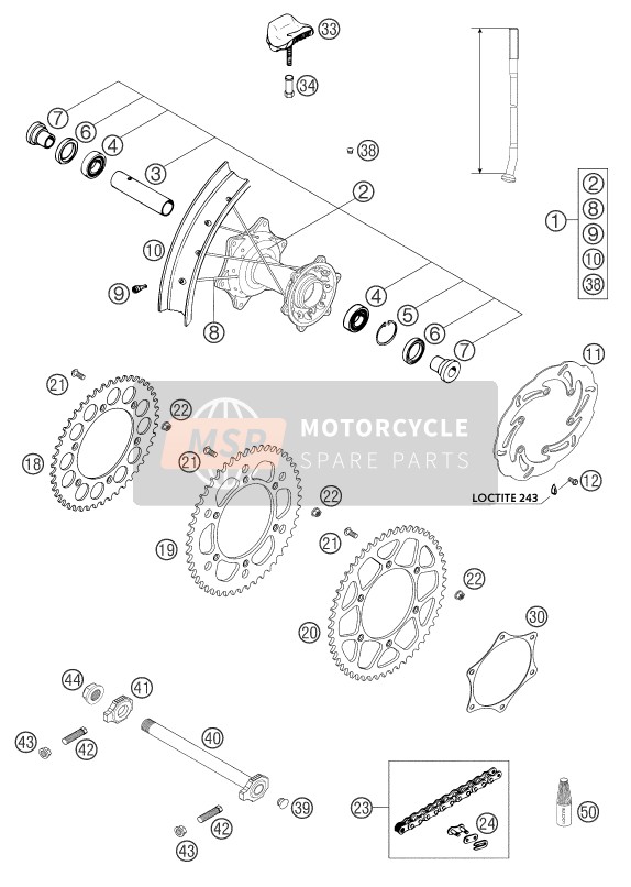 KTM 625 SXC USA 2003 Roue arrière pour un 2003 KTM 625 SXC USA