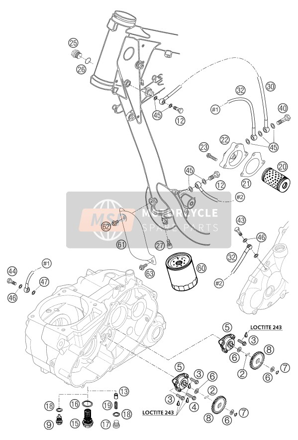 KTM 625 SXC USA 2004 Lubricating System for a 2004 KTM 625 SXC USA