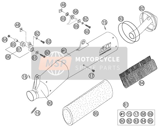 KTM 625 SXC Europe 2004 Silenziatore principale per un 2004 KTM 625 SXC Europe