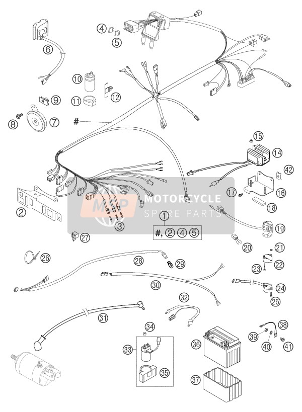 KTM 625 SXC Europe 2004 Arnés de cableado para un 2004 KTM 625 SXC Europe