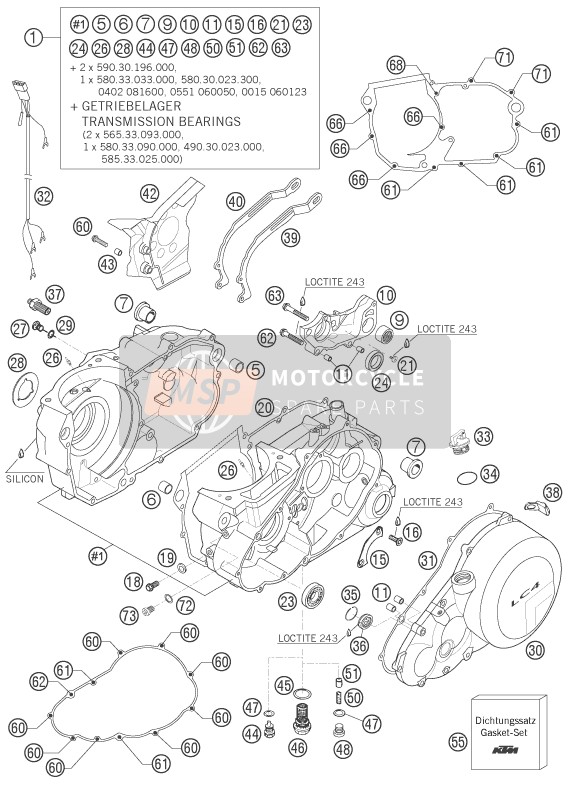 KTM 625 SXC Europe 2006 Boîtier moteur pour un 2006 KTM 625 SXC Europe