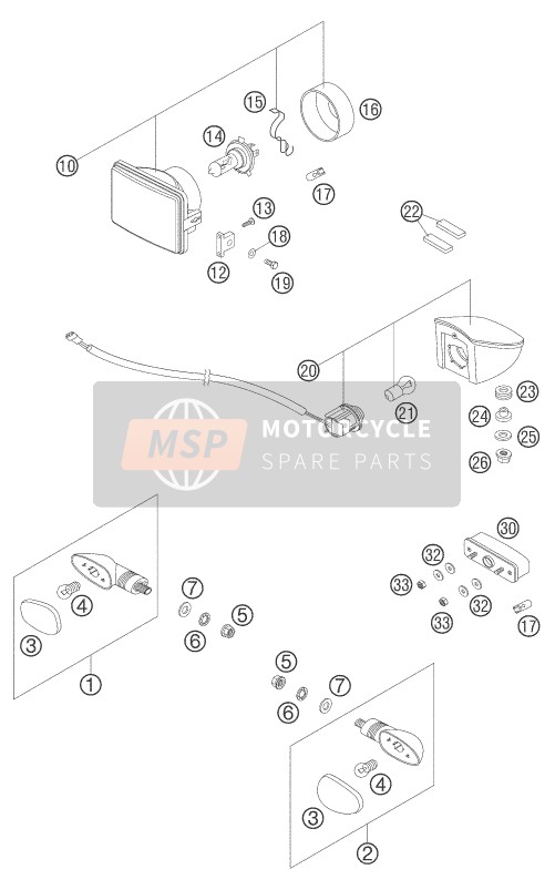 KTM 625 SXC Europe 2006 Système d'éclairage pour un 2006 KTM 625 SXC Europe