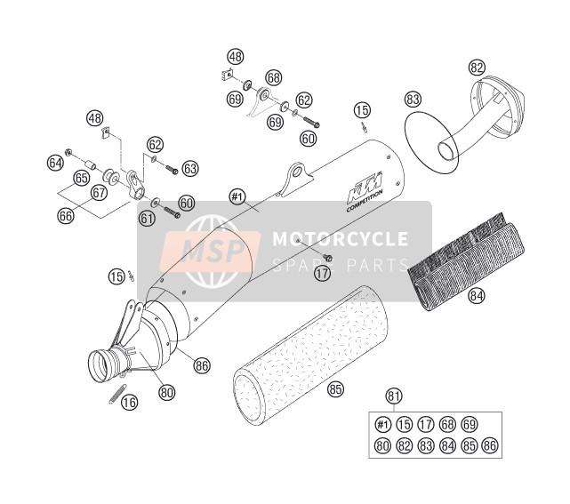 KTM 625 SXC AU, GB 2006 Main Silencer for a 2006 KTM 625 SXC AU, GB