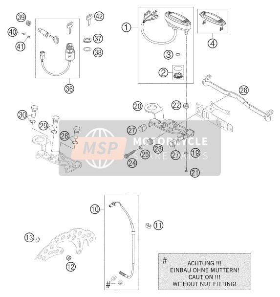 KTM 625 SXC AU, GB 2007 INSTRUMENTE/SPERRSYSTEM für ein 2007 KTM 625 SXC AU, GB