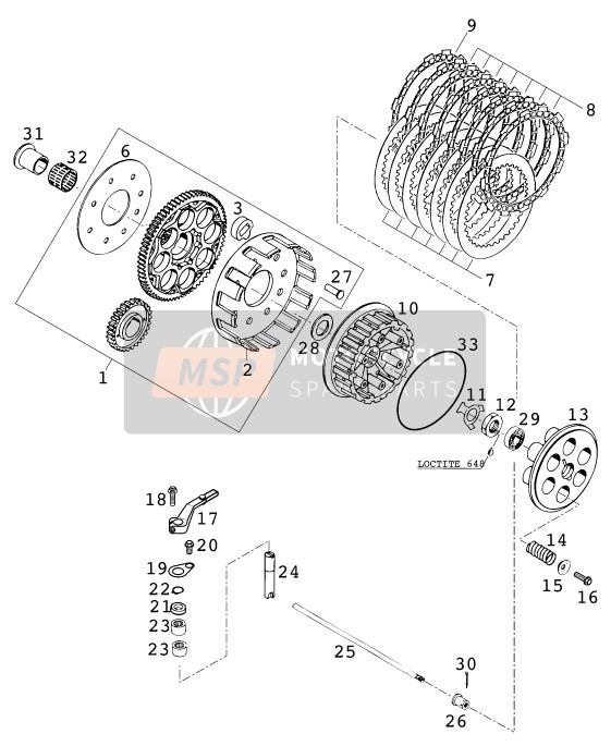 KTM 640 DUKE-E Europe 1998 Clutch for a 1998 KTM 640 DUKE-E Europe