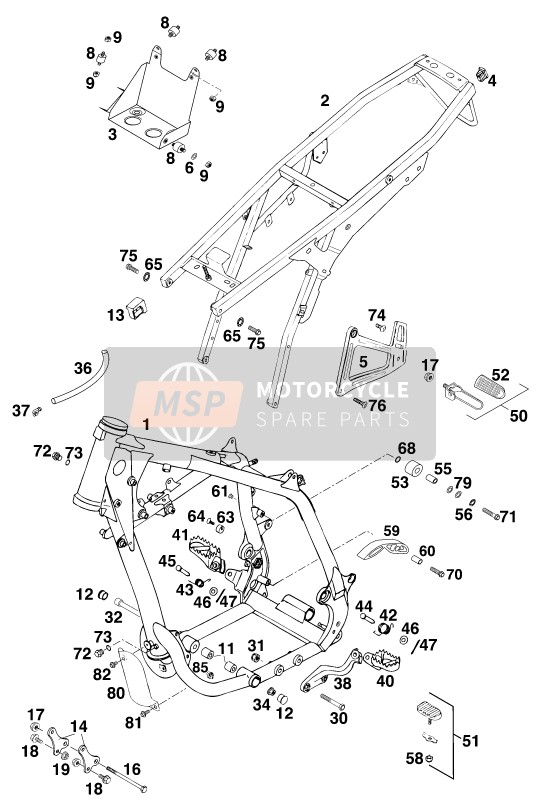 KTM 640 DUKE-E GB 1998 Frame for a 1998 KTM 640 DUKE-E GB